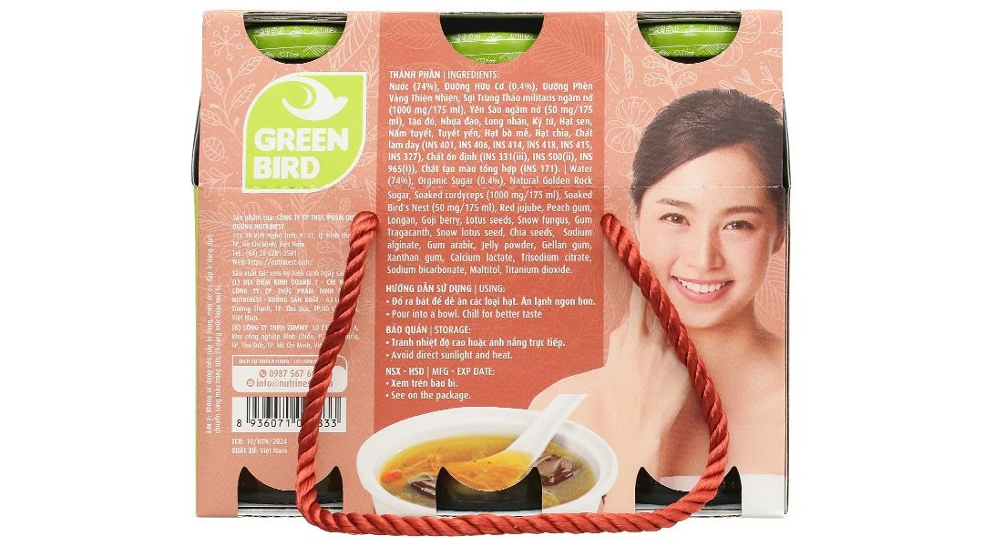 Chè Dưỡng Nhan Tổ Yến Và Trùng Thảo Green Bird Nutrinest lốc 6 chai x 175ml - 5