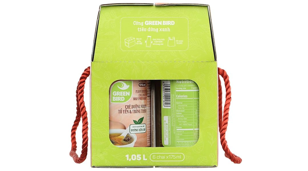 Chè Dưỡng Nhan Tổ Yến Và Trùng Thảo Green Bird Nutrinest lốc 6 chai x 175ml - 11