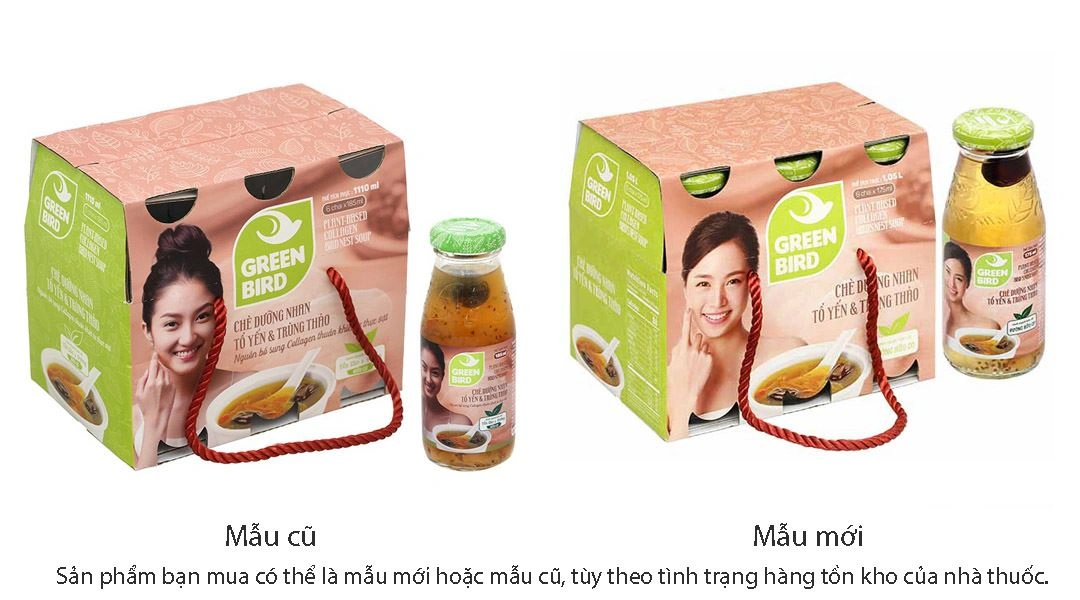 Chè Dưỡng Nhan Tổ Yến Và Trùng Thảo Green Bird Nutrinest lốc 6 chai x 175ml - 