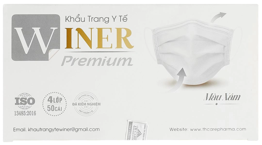 Khẩu trang y tế Winer 4 lớp màu xám hộp 50 cái - 4