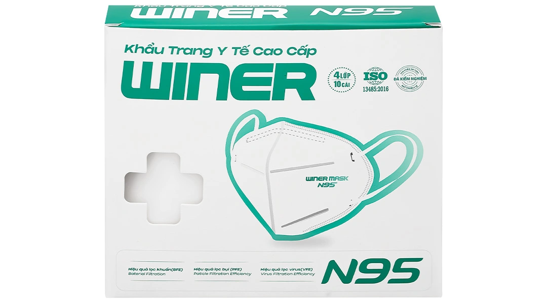 Khẩu trang y tế Winer N95 4 lớp màu trắng hộp 10 cái - 12