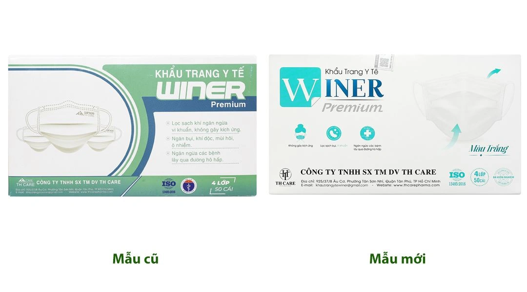 Khẩu trang y tế Winer 4 lớp màu trắng hộp 50 cái - 