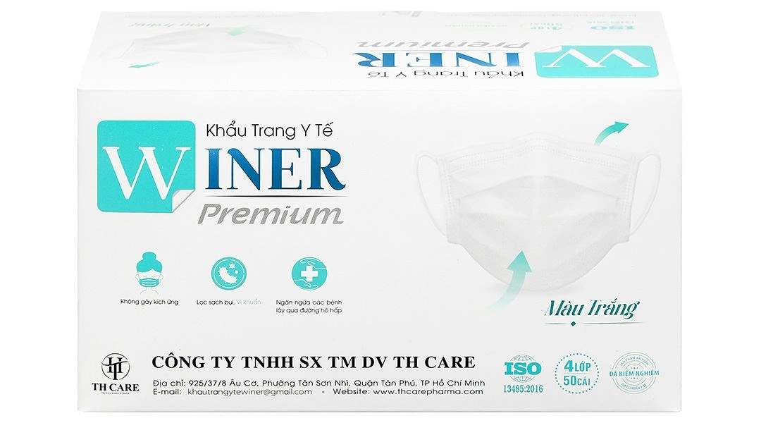 Khẩu trang y tế Winer 4 lớp màu trắng hộp 50 cái - 2