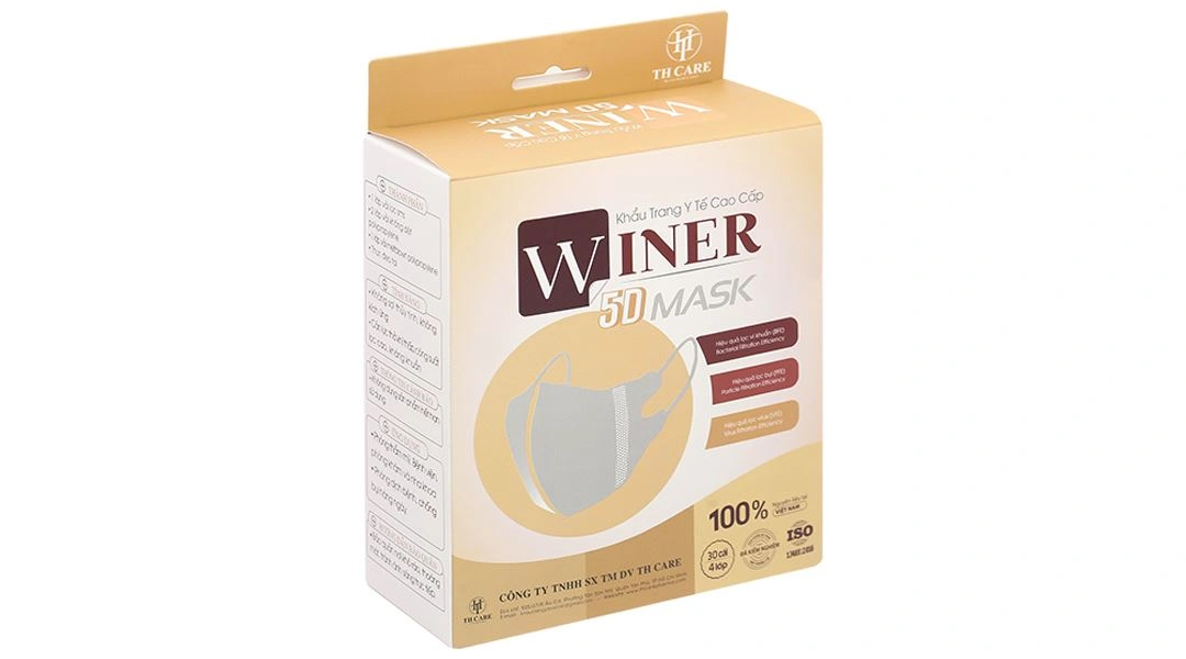 Khẩu trang y tế Winer 5D Mask 4 lớp màu đen hộp 30 cái - 