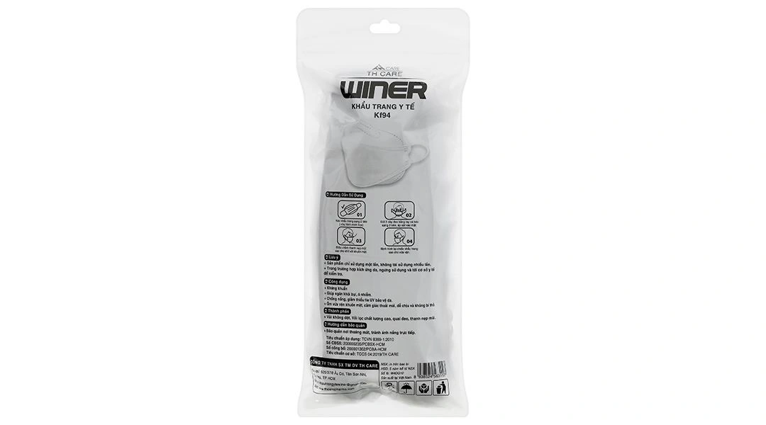 Khẩu trang y tế Winer KF94 4D mask 4 lớp màu đen gói 10 cái - 1