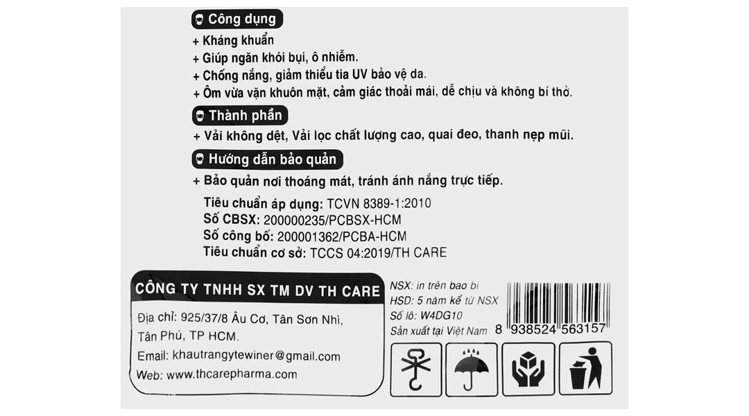 Khẩu trang y tế Winer KF94 4D mask 4 lớp màu đen gói 10 cái - 5