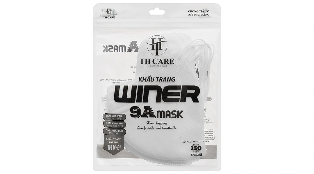 Khẩu trang y tế Winer 9Amask 4 lớp màu đen gói 10 cái - 7