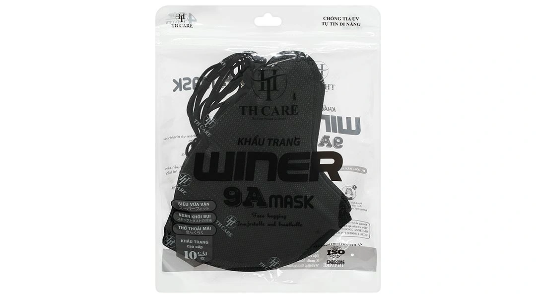 Khẩu trang y tế Winer 9Amask 4 lớp màu đen gói 10 cái - 