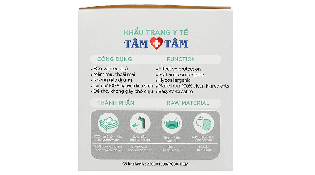 Khẩu trang y tế Tâm Tâm 4 lớp màu xám hộp 50 cái - 17