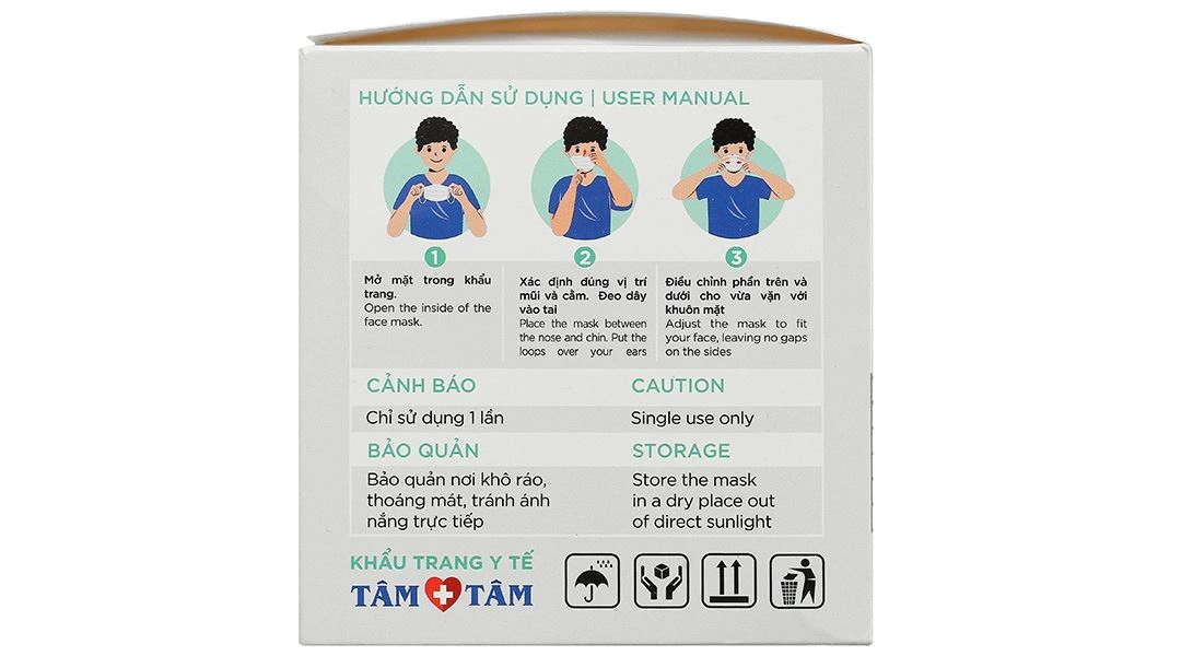Khẩu trang y tế Tâm Tâm 4 lớp màu xám hộp 50 cái - 18