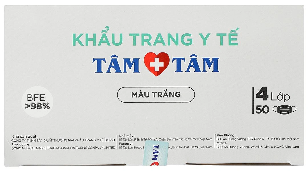 Khẩu trang y tế Tâm Tâm 4 lớp màu xám hộp 50 cái - 19