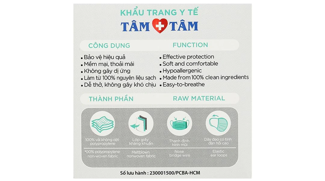 Khẩu trang y tế Tâm Tâm 4 lớp màu xám hộp 50 cái - 21