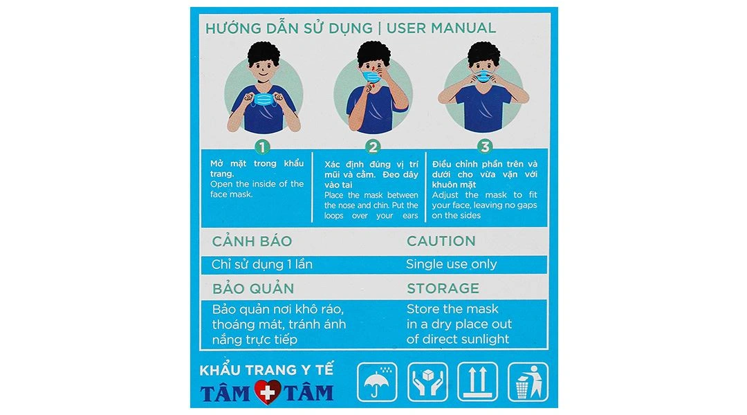 Khẩu trang y tế Tâm Tâm 4 lớp màu xám hộp 50 cái - 34