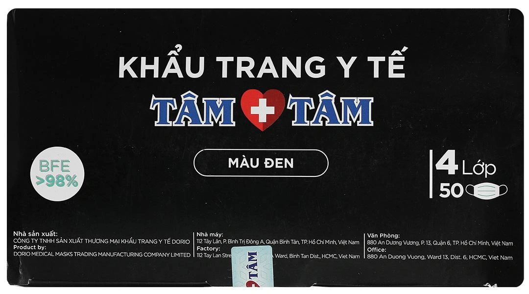 Khẩu trang y tế Tâm Tâm 4 lớp màu xám hộp 50 cái - 43