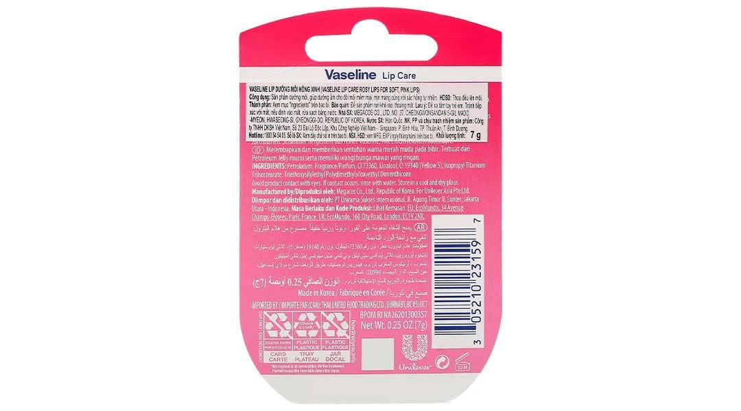 Sáp dưỡng môi Vaseline Rosy Lips dưỡng ẩm, giúp môi mềm mại, sắc hồng tự nhiên hũ 7g - 2