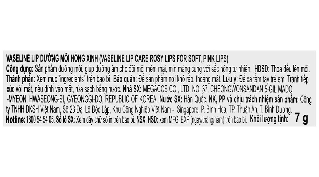 Sáp dưỡng môi Vaseline Rosy Lips dưỡng ẩm, giúp môi mềm mại, sắc hồng tự nhiên hũ 7g - 5