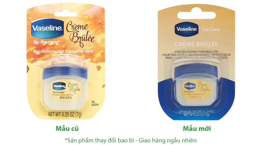 Sáp dưỡng môi Vaseline Creme Brulee dưỡng ẩm cho đôi môi mềm mại, mịn màng hũ 7g - 