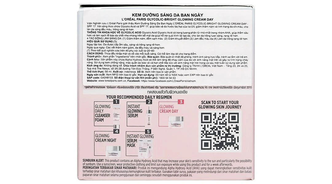 Kem L'Oréal Glycolic-Bright Glowing Cream Day làm sáng da, mờ thâm hũ 50ml - 3
