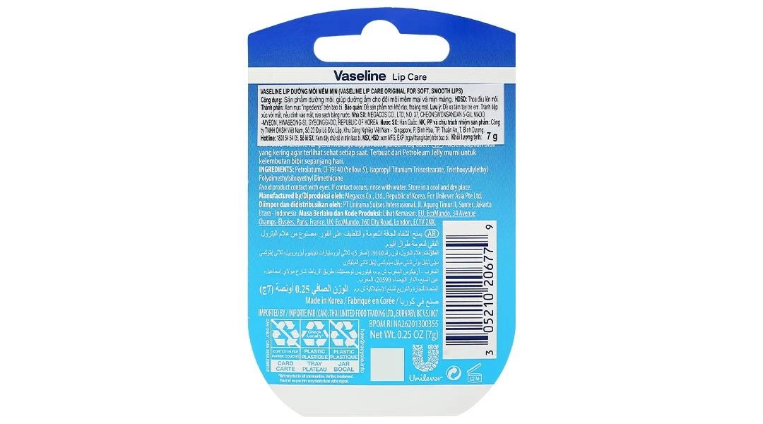 Sáp dưỡng môi Vaseline Original dưỡng ẩm, giúp môi mềm mại, mịn màng hũ 7g - 2