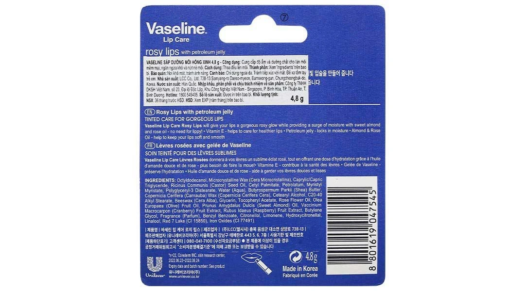 Sáp dưỡng môi Vaseline Rosy Lips cung cấp độ ẩm và dưỡng chất cho môi thỏi 4.8g - 2
