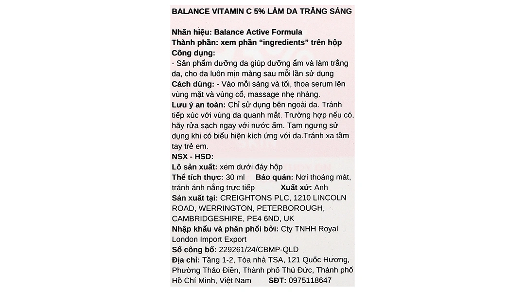 Serum Balance Active Formula Vitamin C dưỡng ẩm và làm trắng da chai 30ml - 5