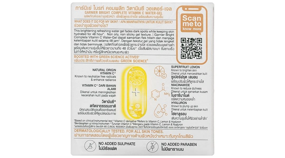 Gel Garnier Bright Complete Vitamin C giúp dưỡng ẩm, làm sáng da hũ 50ml - 3
