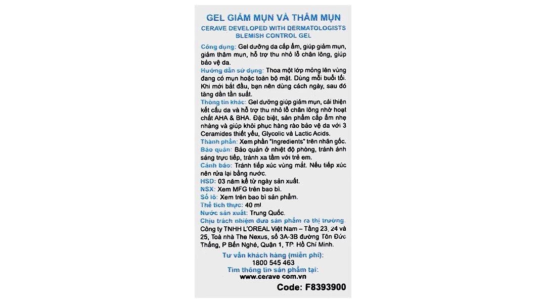 Gel CeraVe Blemish Control giúp giảm mụn và thâm mụn, cấp ẩm cho da tuýp 40ml - 8