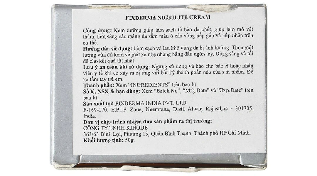 Kem dưỡng Fixderma Nigrilite làm mờ vết thâm trên cơ thể tuýp 50g - 6