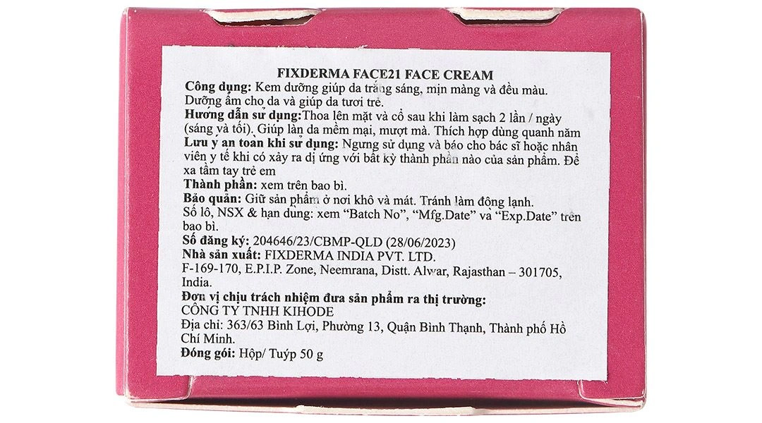Kem dưỡng ẩm Fixderma Face21 Face Cream giúp da trắng sáng, mịn màng tuýp 50g - 6