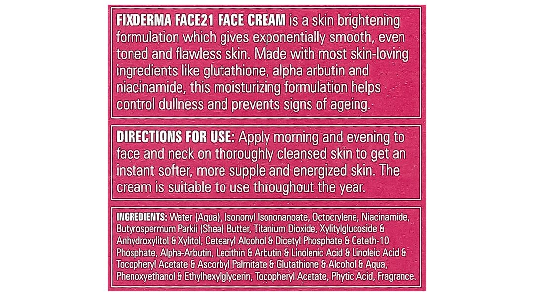 Kem dưỡng ẩm Fixderma Face21 Face Cream giúp da trắng sáng, mịn màng tuýp 50g - 12