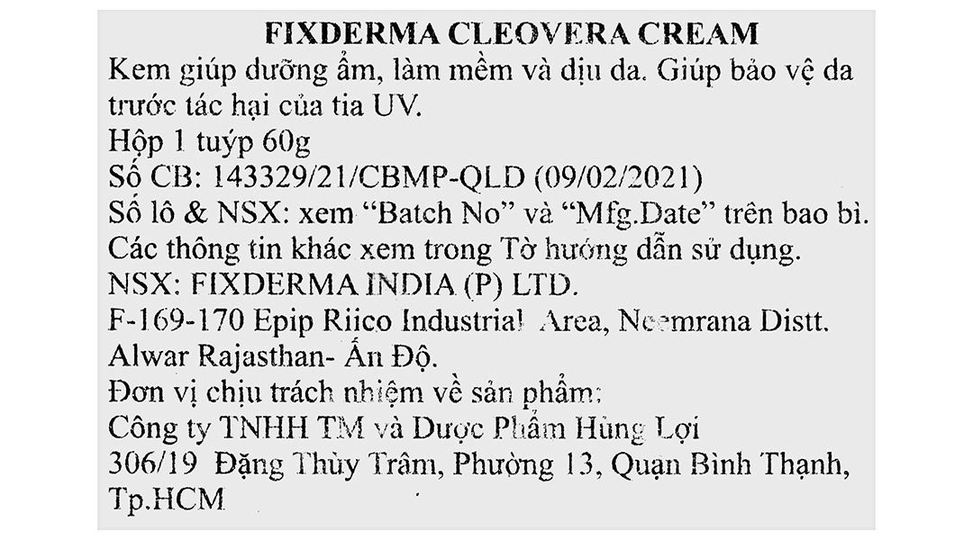 Kem Fixderma Cleovera giúp dưỡng ẩm, làm mềm và dịu da tuýp 60g - 7