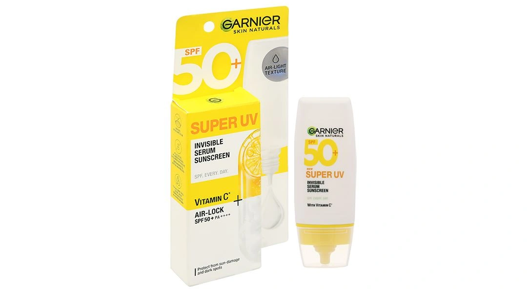 Serum chống nắng Garnier Super UV Invisible SPF50+/PA++++ sáng da, mờ thâm tuýp 30ml - 