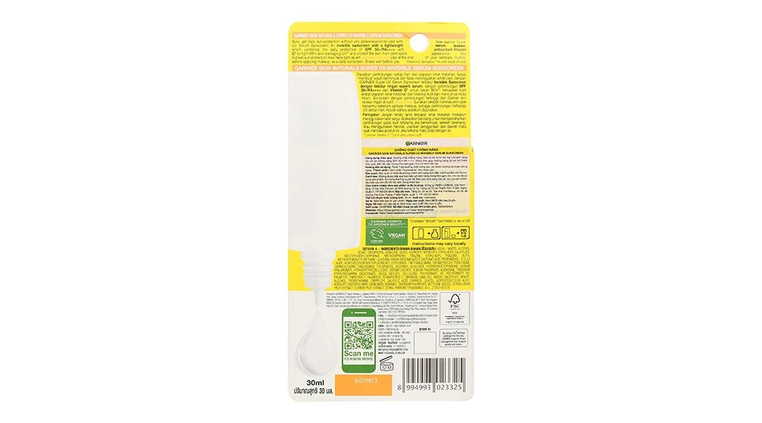 Serum chống nắng Garnier Super UV Invisible SPF50+/PA++++ sáng da, mờ thâm tuýp 30ml - 2