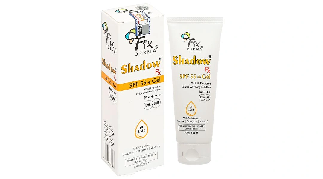 Gel chống nắng Fixderma Shadow SPF 55+/PA++++ hỗ trợ làm giảm các dấu hiệu lão hóa da tuýp 75g - 