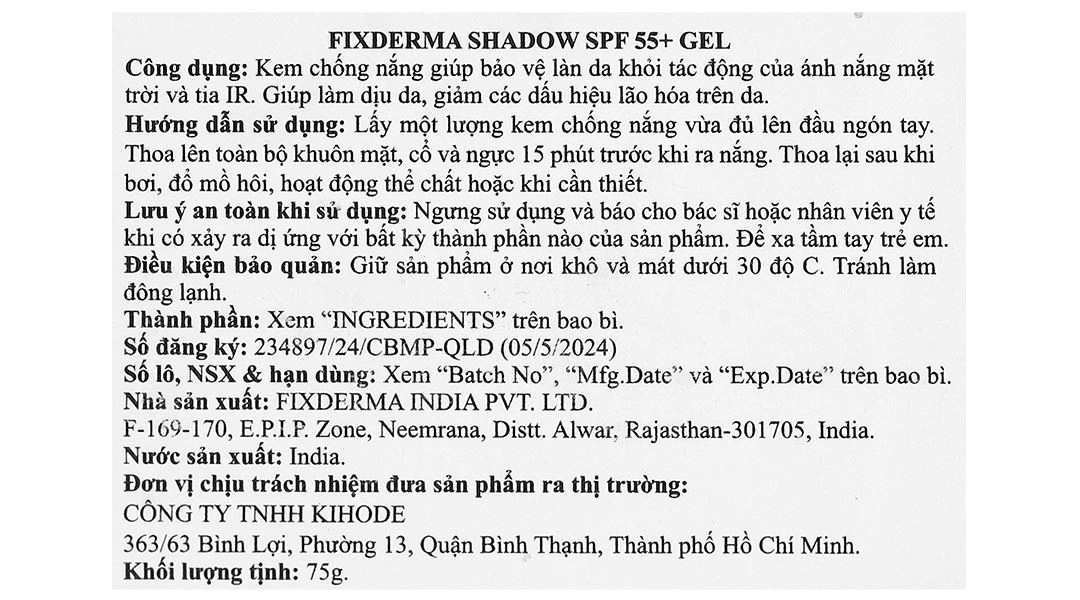 Gel chống nắng Fixderma Shadow SPF 55+/PA++++ hỗ trợ làm giảm các dấu hiệu lão hóa da tuýp 75g - 13