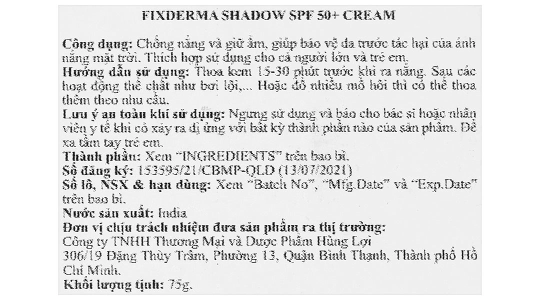 Kem chống nắng Fixderma Shadow SPF 50+/PA+++ giúp dưỡng ẩm và bảo vệ da tuýp 75g - 11