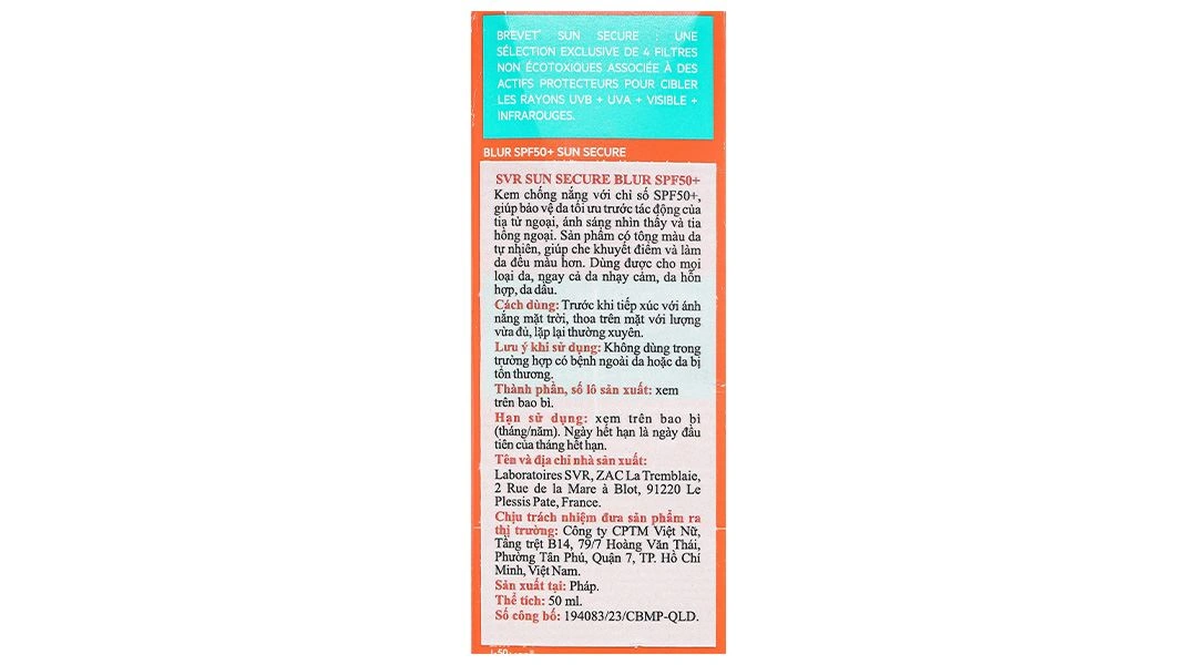 Kem chống nắng SVR Sun Secure Blur SPF50+ giúp che khuyết điểm và làm da đều màu tuýp 50ml - 7