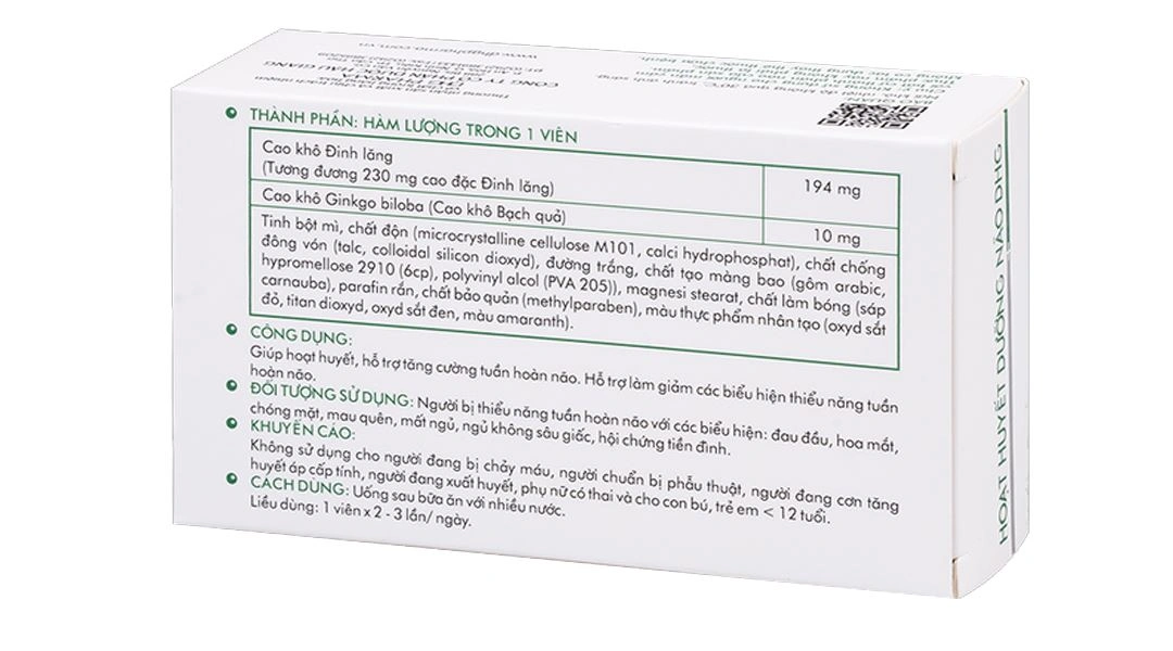 Hoạt huyết dưỡng não DHG hỗ trợ tăng cường tuần hoàn não hộp 100 viên - 1