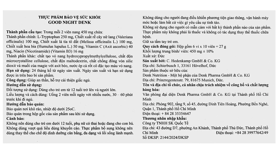 Thực phẩm bảo vệ sức khỏe Good Night Denk - 7