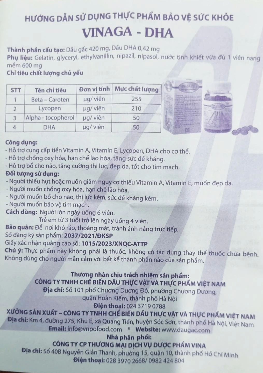 Vinaga Dha hộp 100 viên - 8