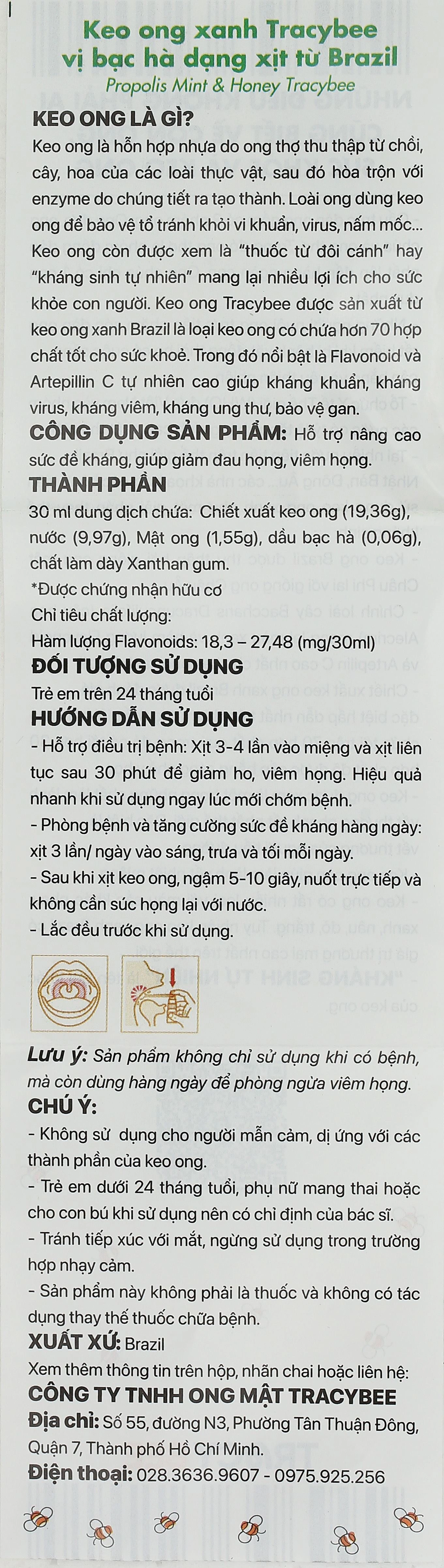 Keo Ong Propolis Mint & Honey Tracybee 30ml - 9