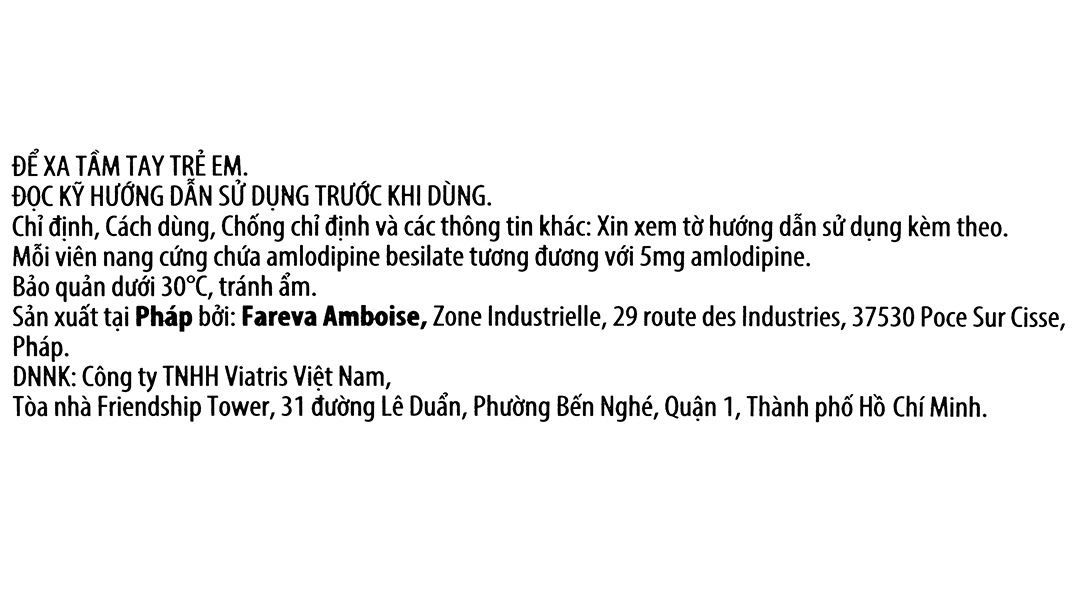 Amlor 5mg trị tăng huyết áp, bệnh mạch vành, đau thắt ngực (3 vỉ x 10 viên) - 6