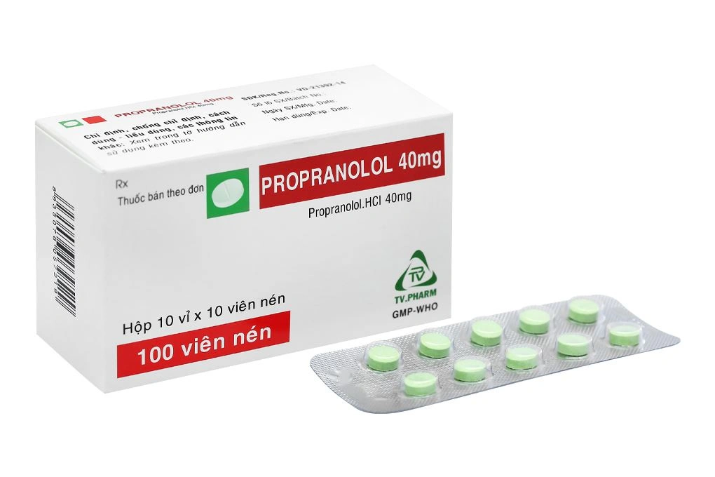 Propranolol TV.Pharm 40mg trị tăng huyết áp, đau thắt ngực (10 vỉ x 10 viên) - 