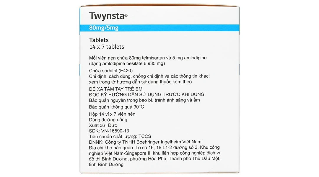 Twynsta 80mg/5mg điều trị tăng huyết áp vô căn (14 vỉ x 7 viên) - 3