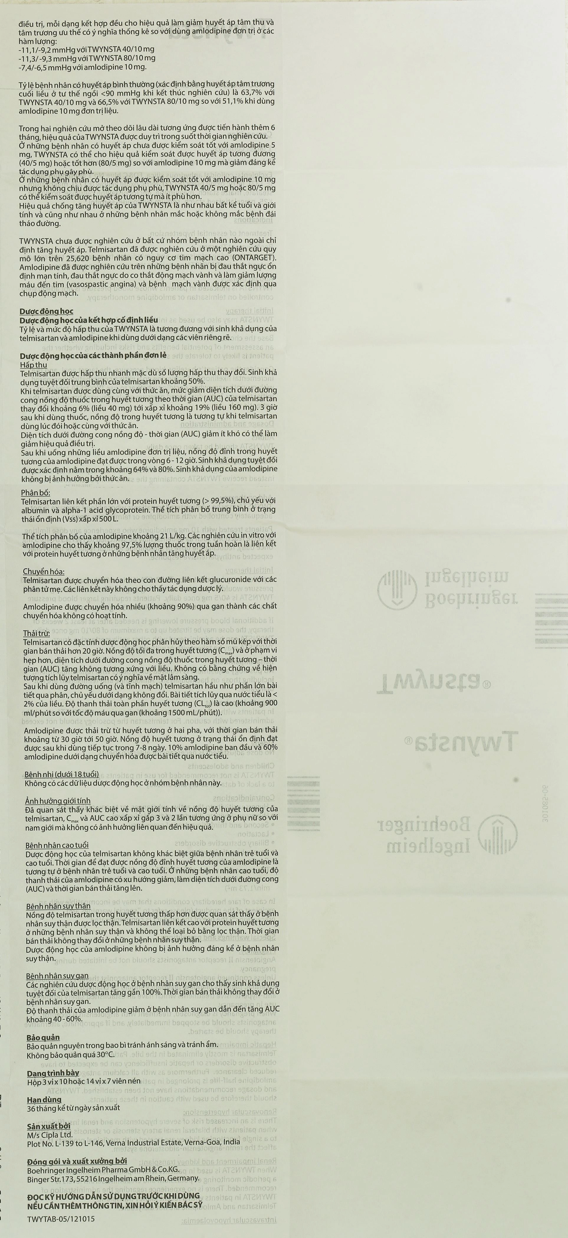 Twynsta 80mg/5mg điều trị tăng huyết áp vô căn (14 vỉ x 7 viên) - 10