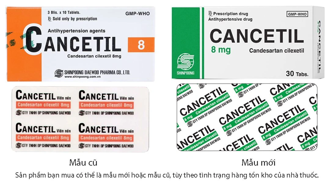 Cancetil 8mg điều trị tăng huyết áp, suy tim (3 vỉ x 10 viên) - 