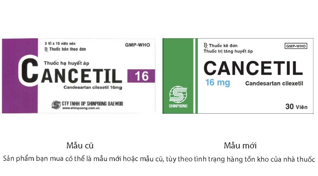 Cancetil 16mg trị tăng huyết áp, suy tim (3 vỉ x 10 viên) - 
