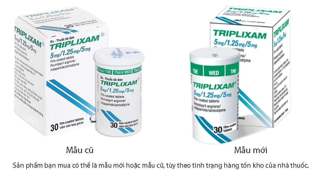 Triplixam 5mg/1.25mg/5mg trị tăng huyết áp lọ 30 viên - 