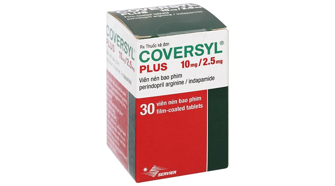 Coversyl Plus 10mg/2.5mg điều trị tăng huyết áp lọ 30 viên - 