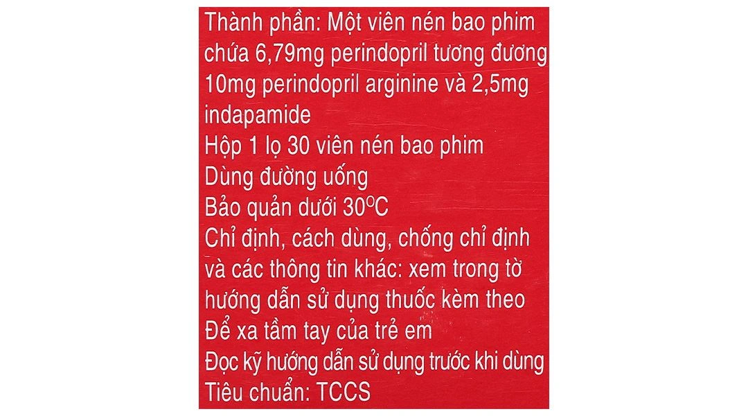 Coversyl Plus 10mg/2.5mg điều trị tăng huyết áp lọ 30 viên - 6